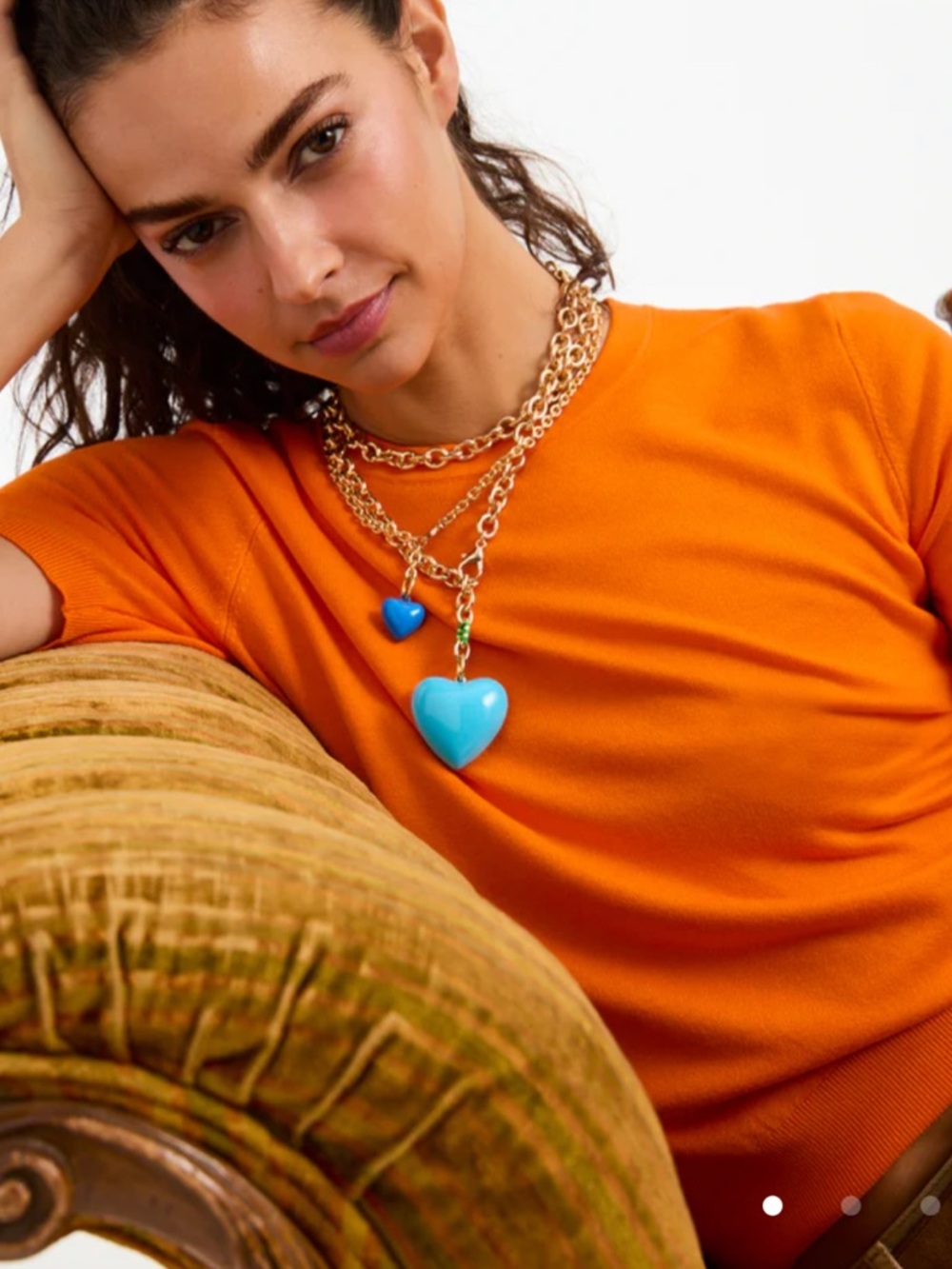 Roxanne Assoulin The Mini Puffy Heart Charm Necklace in Blue *NEW*